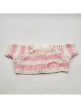 Cabbage Patch Kids Knit Sweater Pink White Stripes Lace Trim Taiwan Coleco